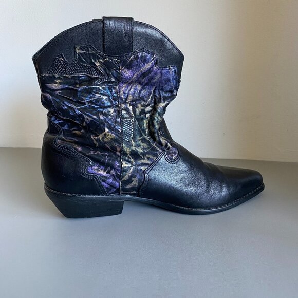 Mootsies Tooties Leather Black & Metallic Booties SZ 8 - Picture 6 of 12